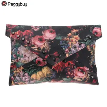 

Oil Painting Women Handbags Clutch Bag Rivets Vintage Ladies Envelope Bag Fashion Girls Casual Large Capacity Clutch Coin Purse