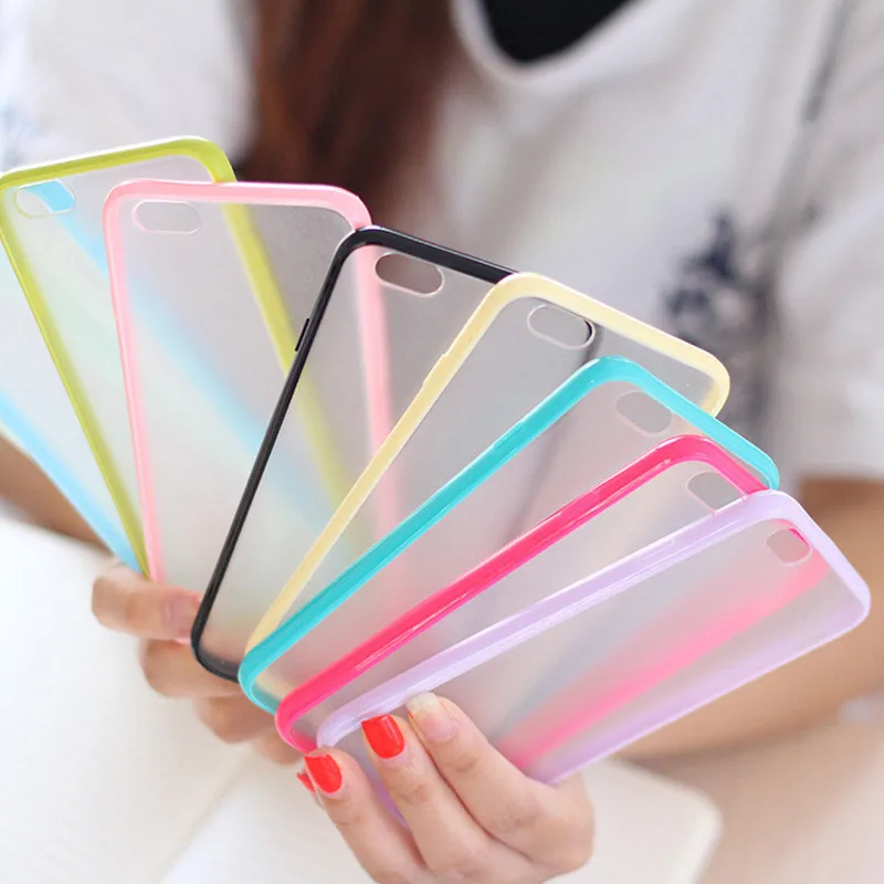 

Candy TPU soft plastic border Phone case For iPhone 6 iPhone 6 6s 7 8 Plus Ultra Slim case For iPhone X XR XS MAX back cover