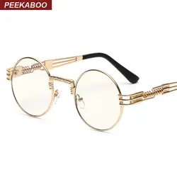 Peekaboo прозрачные Модные Золотые круглые оправы для очков для женщин Винтаж стимпанк круглые оправы для мужчин мужской nerd металл