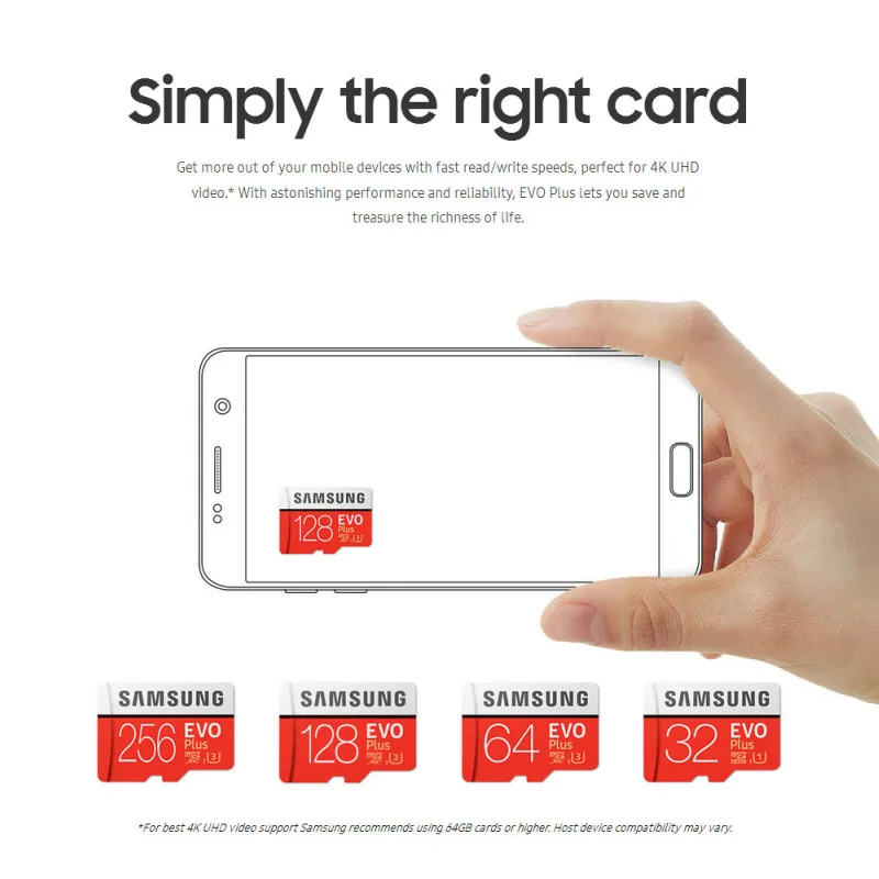  SAMSUNG 100% Original Micro SD Card 128GB 64GB U3 memory Card MicroSD EVO Plus 32GB U1 Class 10 for