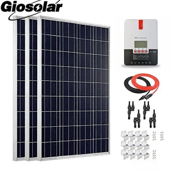 

300W Solar Panel Polycrystalline Solar PV Panel with MPPT 30A Solar Controller, Solar cable, Z brackets, MC4 Connector RV Home