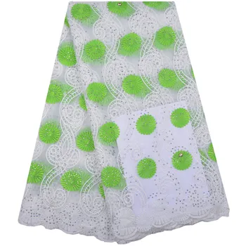 

New Arrivals Embroidered Polyester Lace Clothing Fabric Milk Silk Material Water Soluble Lace Fabric With Plenty Stones 1256