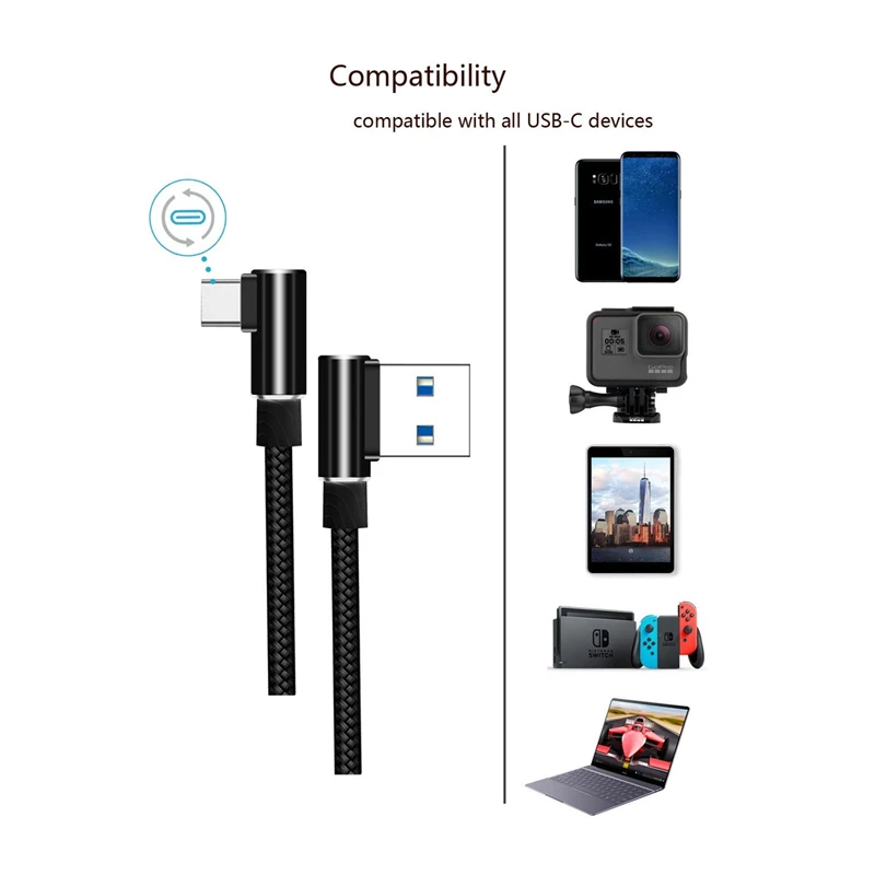 Зарядный кабель USB C 90 градусов 1 м 2 для Xiaomi Black Shark RED Magic Huawei P 20 P30 Pro Lite LG V30 V40 + Type