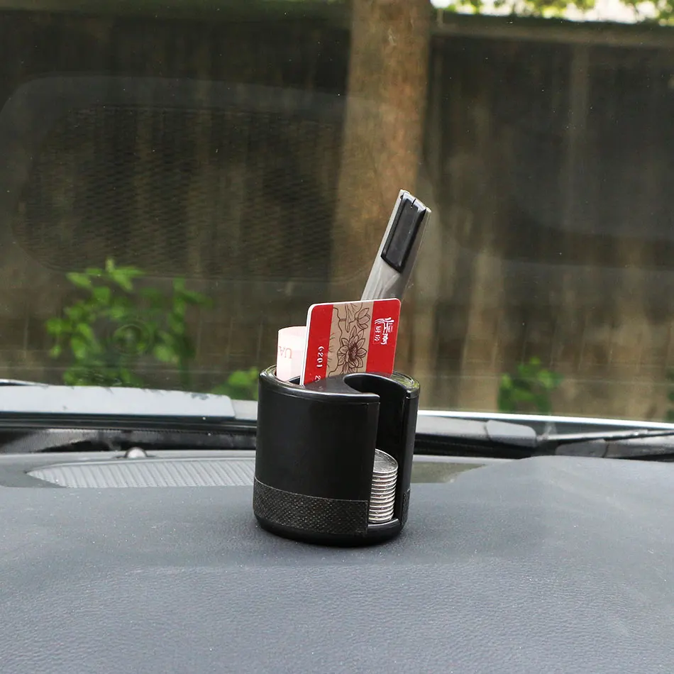 ABS Black Interior Auto Car Card Coin Holder Box Storage Box for Ford