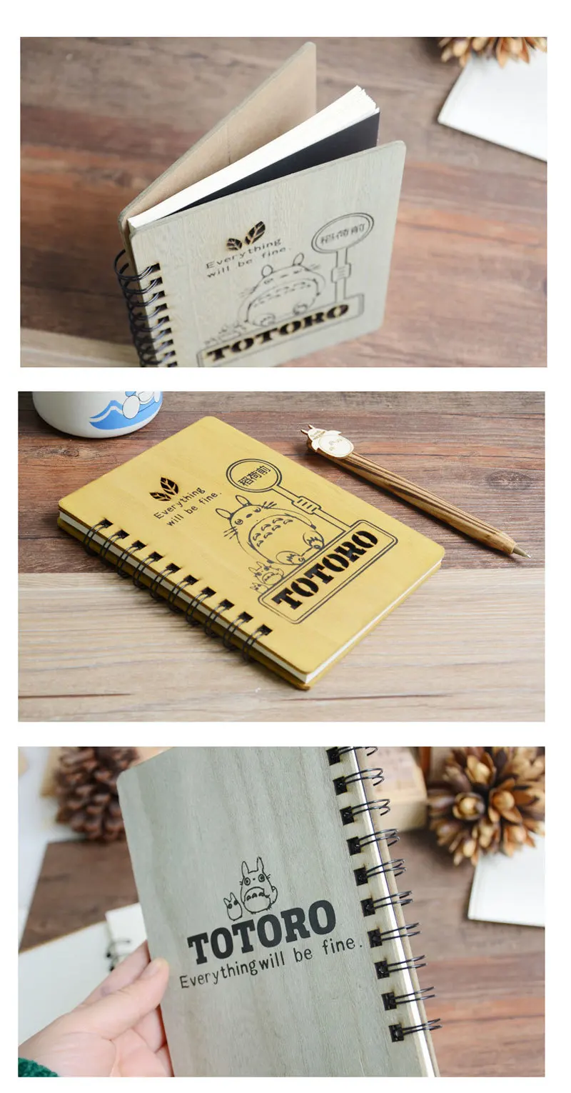 Caderno-Vintage-Notebook-Totoro-Wooden-Notepad-40Sheets-Molang-Blank-Diary-Traveler-Notebook-Gift-Stationery-in-Sets7