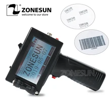 ZONESUN сенсорный экран ручной Интеллектуальный USB QR 360 градусов струйный принтер кодировочная машина для коробки резиновый металлический срок годности