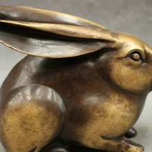 Настоящая китайская бронза год Зодиак богатство JiXiang статуя кролика животных скульптура