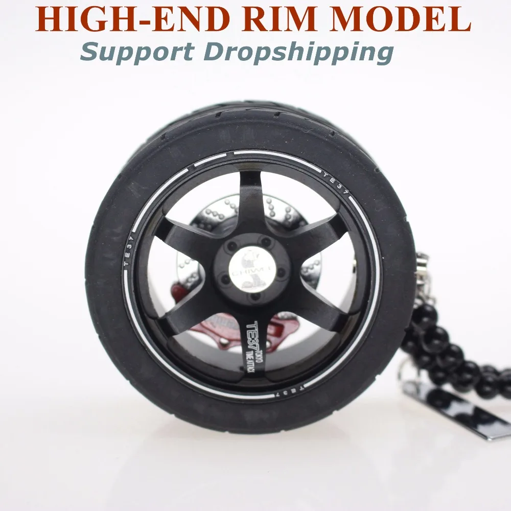 

Car Mirror Hanging TE37 Rim Keyrings Pendant For Car Ornaments Auto Keychains With Bead Key Chain Key Ring Support Dropshipping