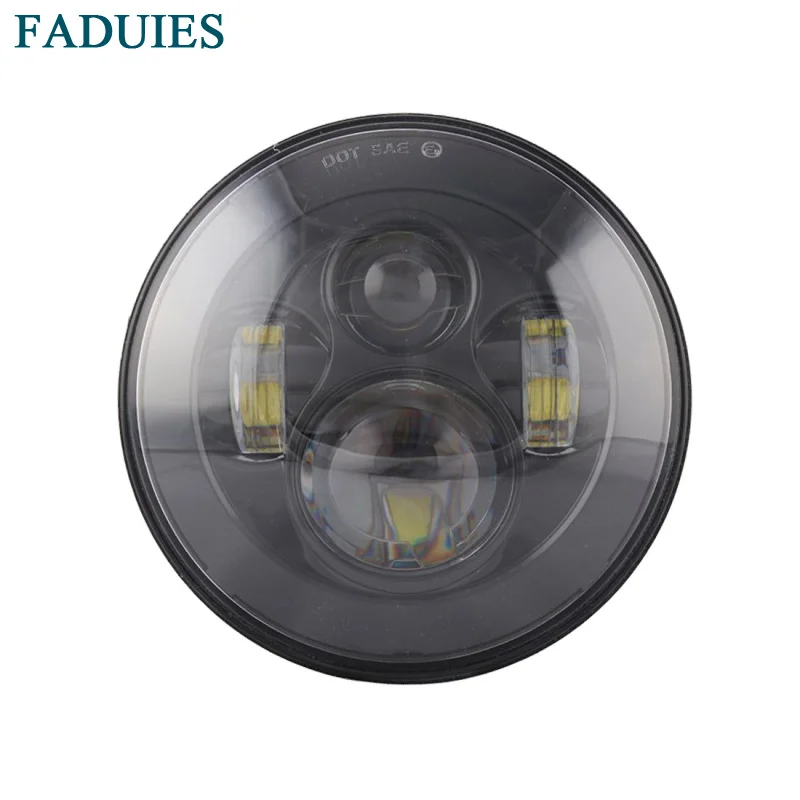 FADUIES 7inch Harley motorcycles 40W BlackChrome LED Projection Daymaker HiLo Beam Headlight For Harley Davidson LED HeadLamp (2) 1