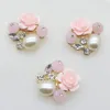 LKERAN 22mm Flower Shape Pink Pearl Buttons 2022 New 5pc Brooch Flatback Button Metal DIY Decoration Used On Garment / headband ► Photo 2/5