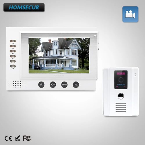 

HOMSECUR 7" Wired Video&Audio Smart Doorbell+White Camera 1C1M for House/Flat: TC011-W Camera +TM701R-W Monitor