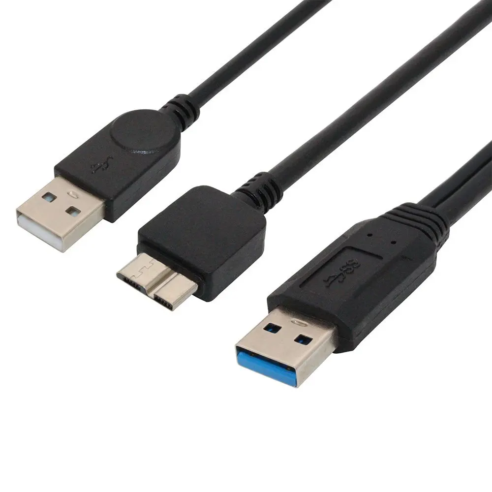 

Dual USB 3.0 Type A to Micro-B USB Y Shape High Speed Cable for External Hard Drives/S-eagate/Toshiba/WD/Hitachi/Samsung/Wii-U