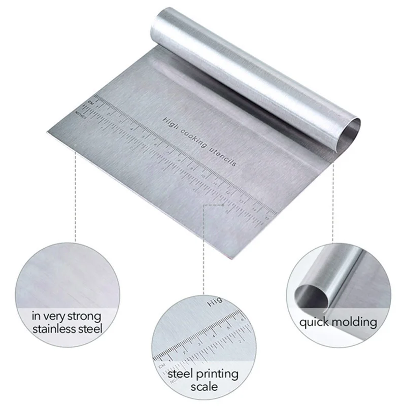  Pizza Dough Scraper Stainless Steel Baking Pastry Spatulas Fondant Cake Cutter Tools HFing
