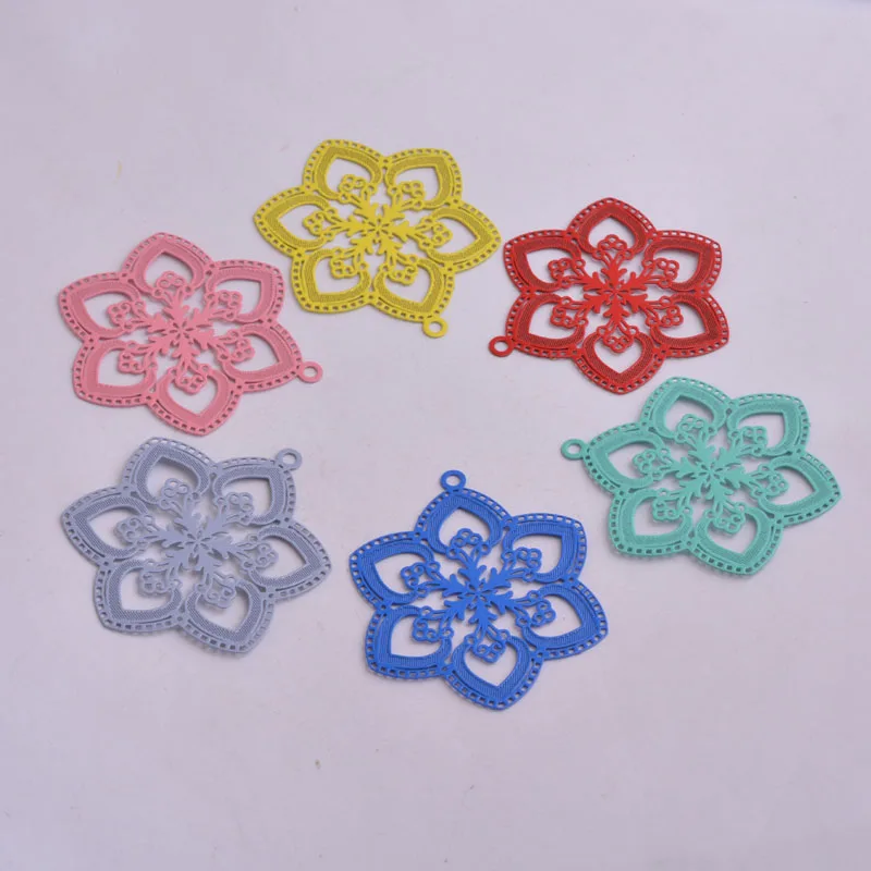 

30pcs AA1548 38*40mm Filigree Flower Charms Big Pendants Connectors DIY Jewelry Making