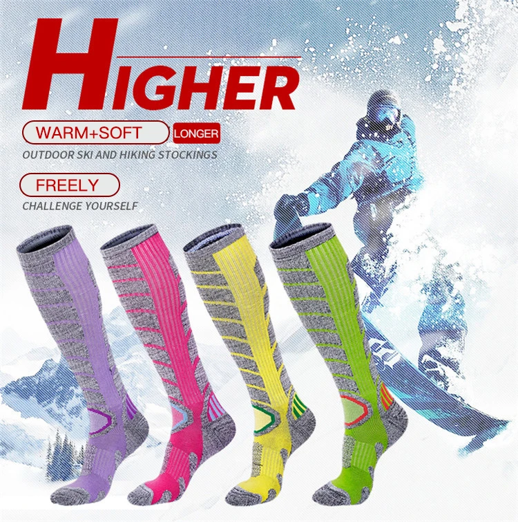 Upgrade длинные Лыжные носки Плотные хлопковые теплые чулки для кемпинга катания на коньках гетры спортивные сноуборд лыжные носки для мужчин и женщин