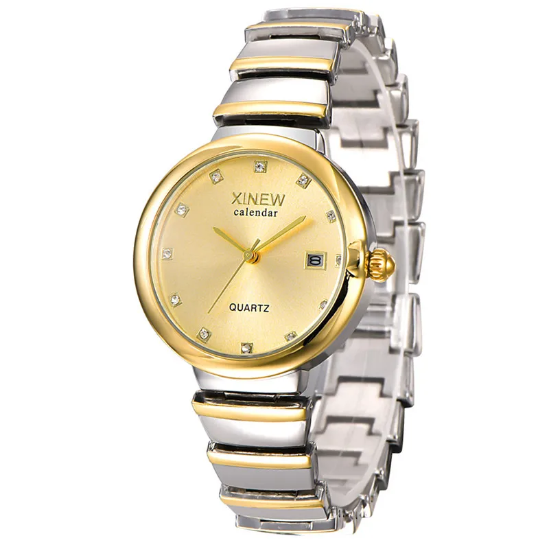 

XINEW Brand New Women Watches Fashion relogio feminino Crystal Analog Quartz Date Stainless Steel Lady Date Hot women's watches