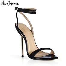 Sorbern Black Shiny Runway 2018 Shoes Gold Strappy Heels Slip On Shoes For Women Slingback Sandals Holiday Shoes Sandals Summer цена Sorbern Black Shiny Runway 2018 Shoes Gold Strappy Heels Slip On Shoes For Women Slingback Sandals Holiday Shoes Sandals Summer цены онлайн