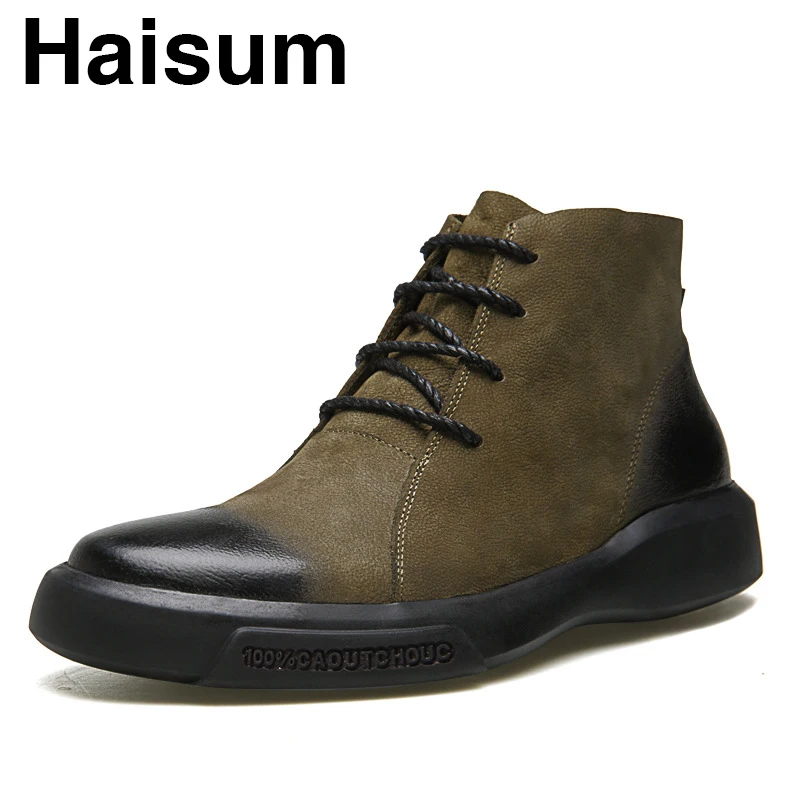 

Men's boots tooling shoes casual Haisum boots plus velvet warm high-top men's shoes H-K12697