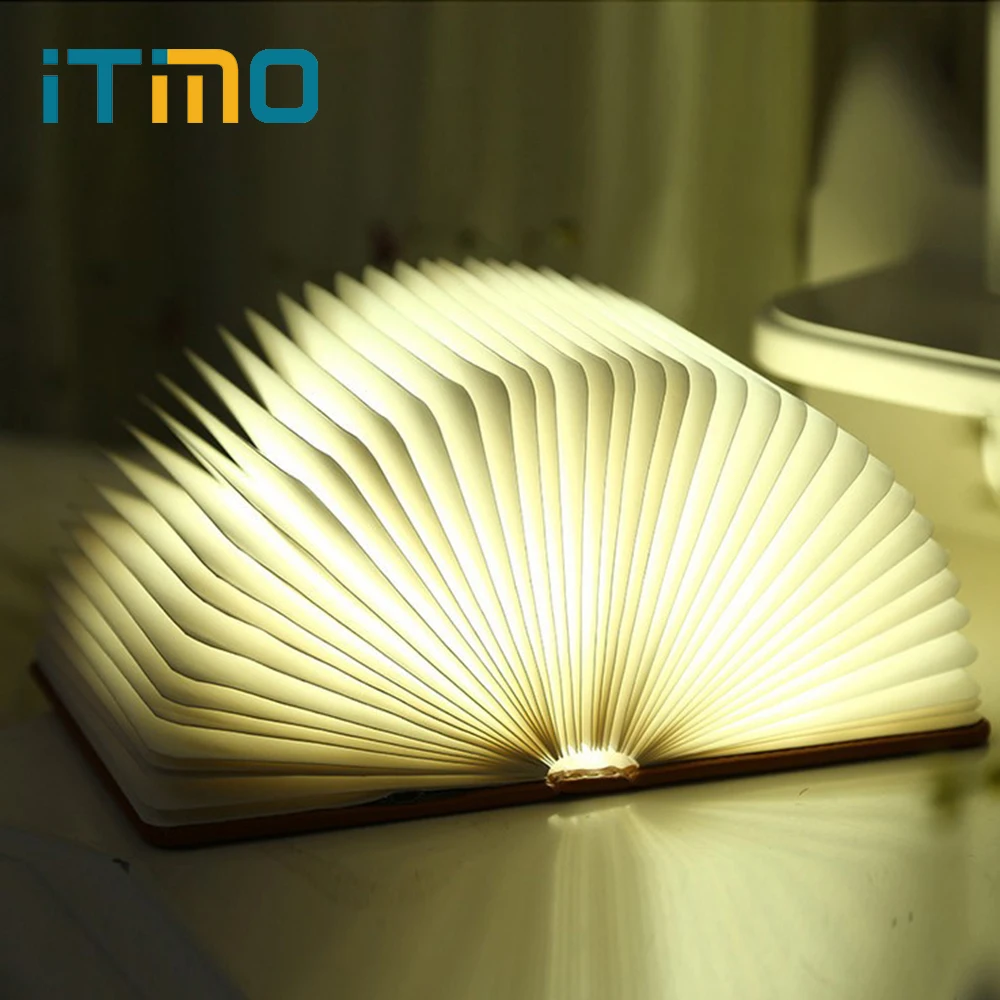

iTimo LED Book Shaped Night Light Holiday Birthday Gift Novelty Lighting Foldable Pages Table Lamp USB Powered Book Lights