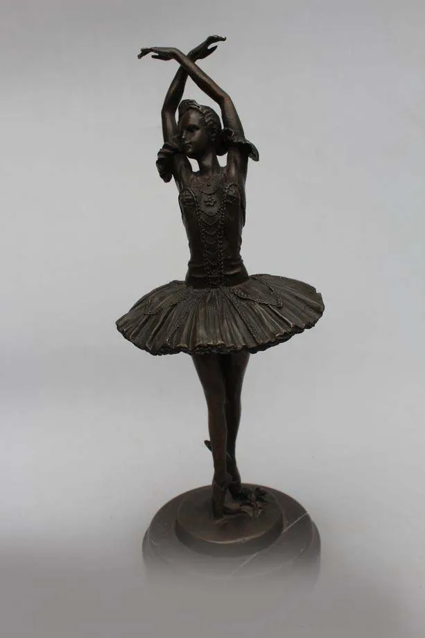 

13"Western Art sculpture Bronze Marble Ballet Belle Girl Women ballerina Statue DSD66