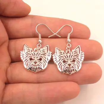 

2020 Cute Yorkshire Terrier Dog Animal Pendant Drop Earrings Silver-Plate Kawaii Funny Summer For Women Girls Woman Ladies E043