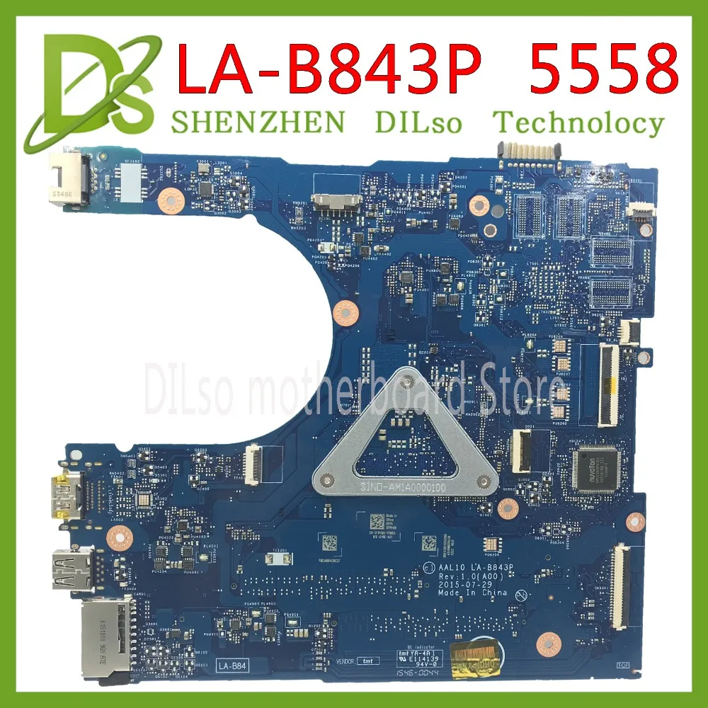 KEFU 5558 CN-0FRV68 For DELL CN-0FRV68 FRV68 5458 5558 5758 Laptop Motherboard I3-4005U/I3-4030U GT920M LA-B843P work 100%