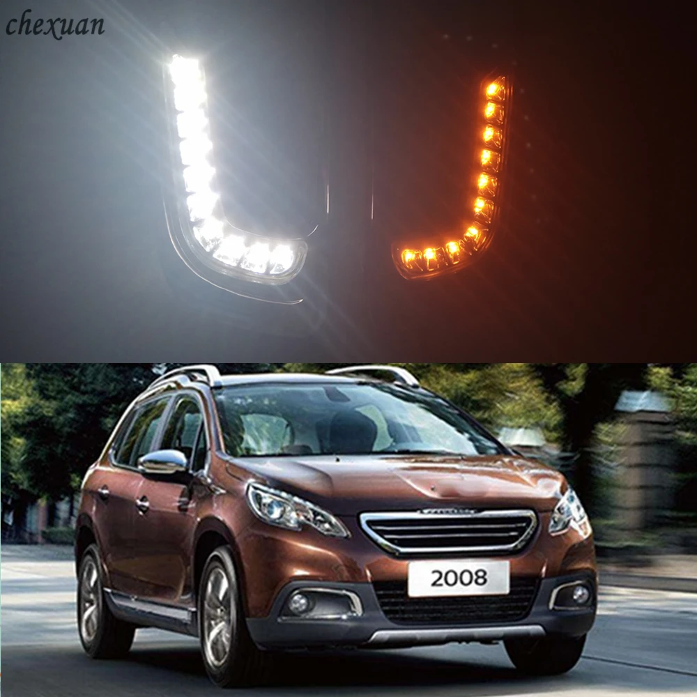 CSCSNL 1 пара светодиодный DRL дневные ходовые огни для peugeot 2008 Дневной светильник, противотуманный светильник, налобный фонарь