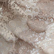 3 ярда розовый двойной цвет Волнистый Край Вышивка двойной цвет Водорастворимая кружевная ткань для платья telas tissu tecido потертый шик