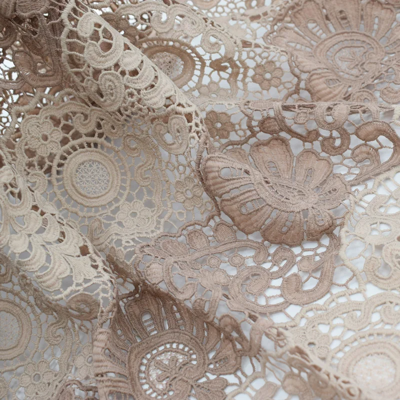 

3yards pink double color wave edge embroidery double color water soluble lace fabric for dress telas tissu tecido shabby chic