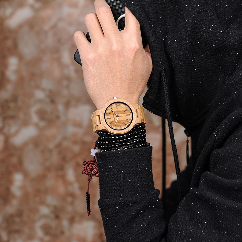 BOBO BIRD WP23 Simple Quartz Watches All Original Bamboo Wristwatch With Date Display for Men Women