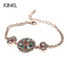 Модные турецкие ювелирные изделия, Круглые браслеты с кристаллами для женщин, розовое золото, винтажный браслет и браслеты