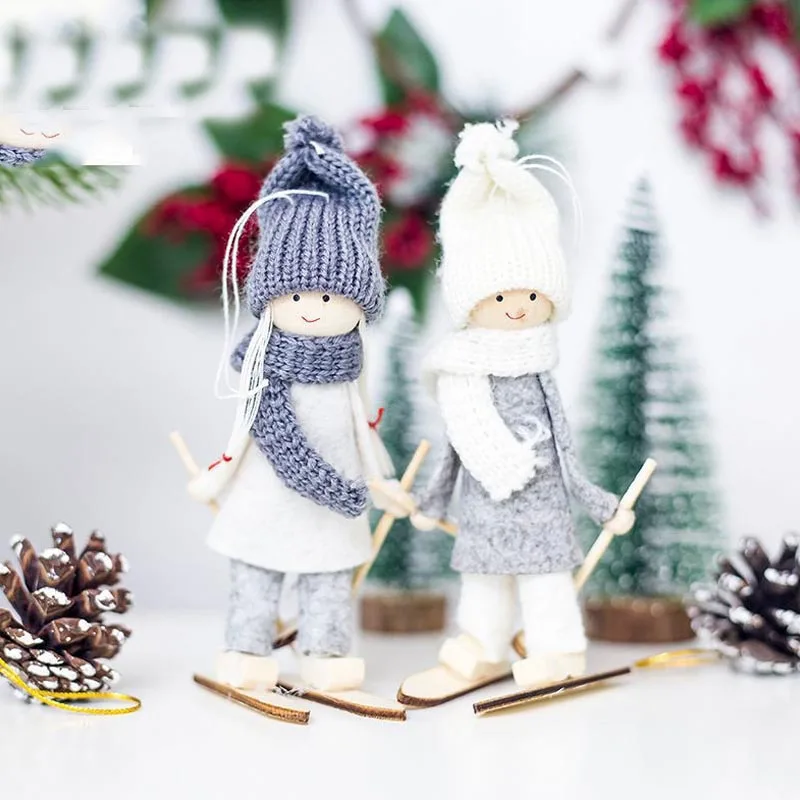 Cute Christmas Tree Decoration Kawaii Christmas Angel Girl Ski Pendant For Home Xmas Cloth Doll Party Hanging Decor Kids Gifts6