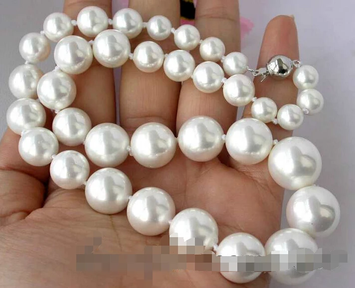

Free shipping >>>>>z2436 LUSTER 17" 16mm white south sea shell pearl tower necklace