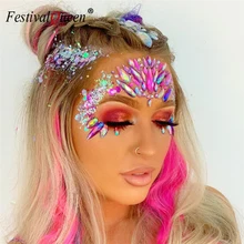 Богемные временные клеящиеся наклейки для украшений, праздничные вечерние блестящие наклейки для макияжа в этническом стиле, 3D Кристальные драгоценные камни, блестки, наклейки для глаз s