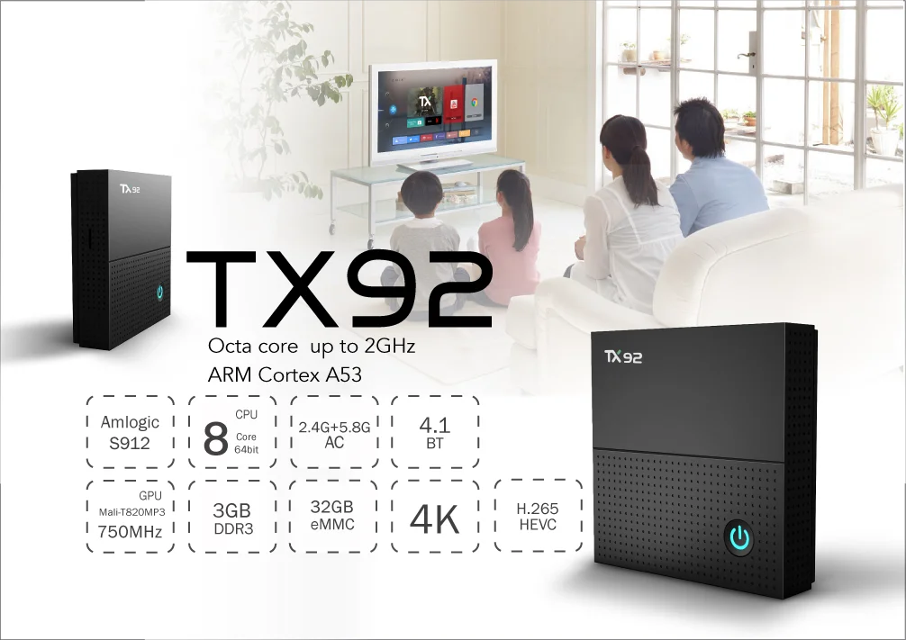 Tanix TX92 ТВ-приставка Amlogic S912 Восьмиядерный Android 7,1 приставка DDR3 BT4.1 приставка 3G+ 32G 2,4G/5G Wifi медиаплеер PK X96