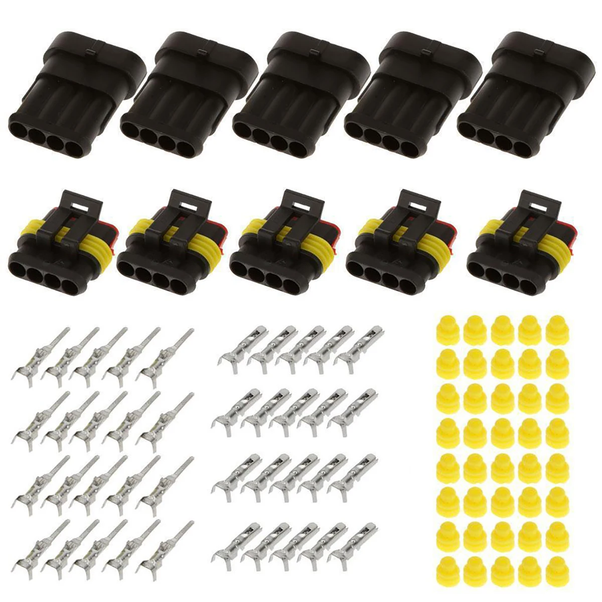 

15 Sets Waterproof Sealed Female/Male Electrical Wire Connector Plug 2/3/4 Pins Way For Car Auto