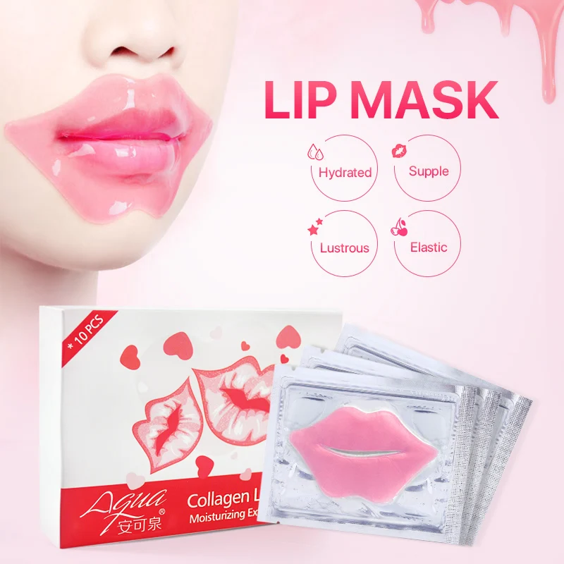 Auquest 10pcs Lip Mask Pink Collagen Hydrogel Lip Plumper Patches