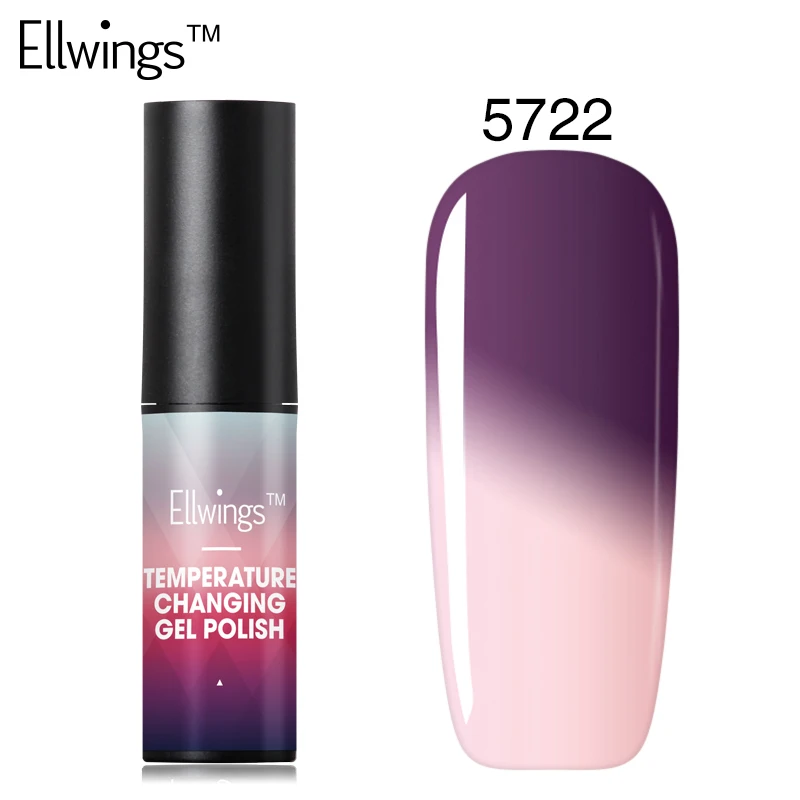 Ellwings Гибридный хамелон, меняющий температуру, Гель-лак для замачивания, Лаки, термо-настроение, цвет ногтей, салонный гель для ногтей - Цвет: 5722