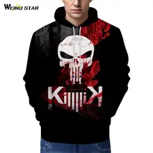 Weimostar для женщин мужчин осень 3D печатных Каратель Череп пуловер с длинным рукавом капюшоном хип хоп Толстовка Топы Скейтбординг толстовки