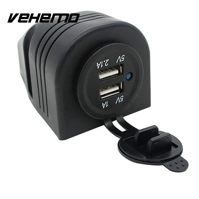 

Dual USB Cars Lighter Socket Splitter Charger Power Adapter Outlet LED 12V Black