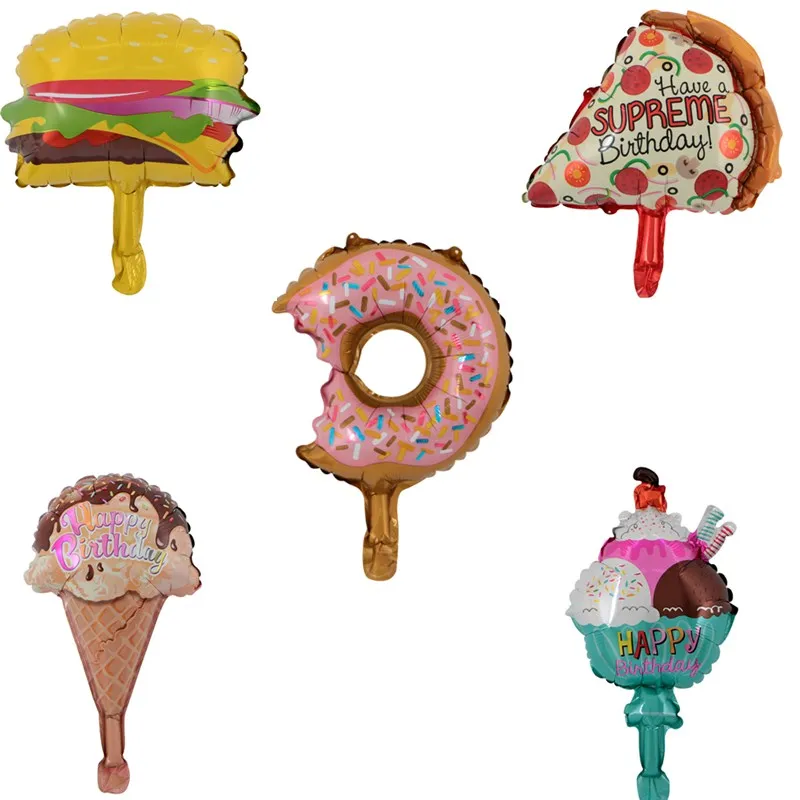 

50pcs mini Foods Hamburger ice cream Foil Balloons Graduation Ceremony Party Decor Helium Balloons Children Classic Toys globos