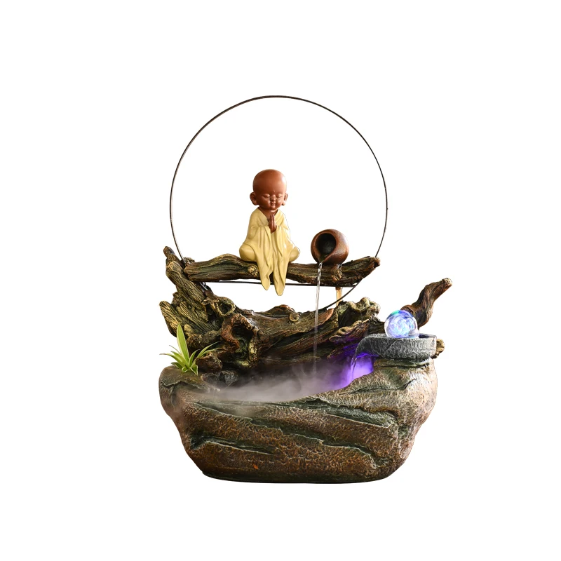  110-220V Zen Chinese Style Flowing Water Fountain Ceramic Fish Tank Desktop Ornament Bedroom Humidi - 32926079125