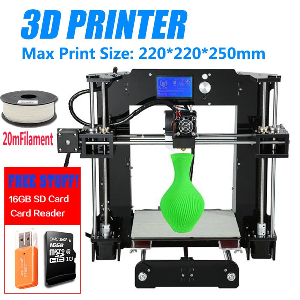 

Big Promotion Cheap Price Anet A6 3D Printer High Precision Reprap Prusa i3 DIY 3D Printer Kit Large Printing Size 220*220*250mm