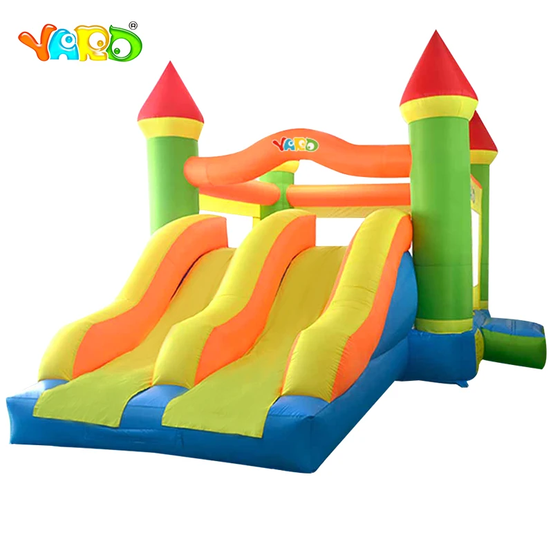 Gigantes do Dobro do Obstáculo do Trampolim do Castelo do Salto com o Ventilador Presente de Natal do Castelo Corrediças Infláveis Ventilador 6.5*4.5*3.8 m Tamanho Grande Bouncy com o 4 Brinquedos infláveis