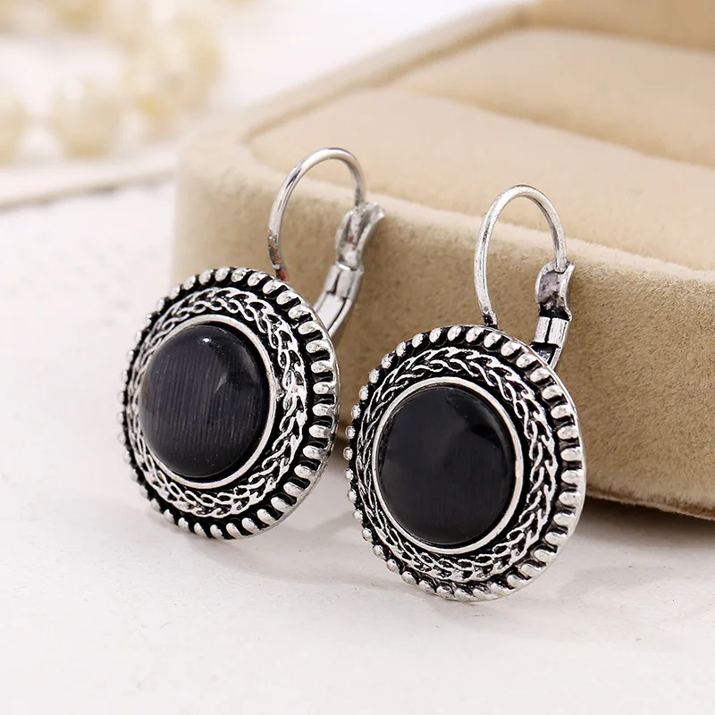 

Bohemian Vintage Geometric Circle Earring Women Classic Purple Stone Earing For Lover Gift