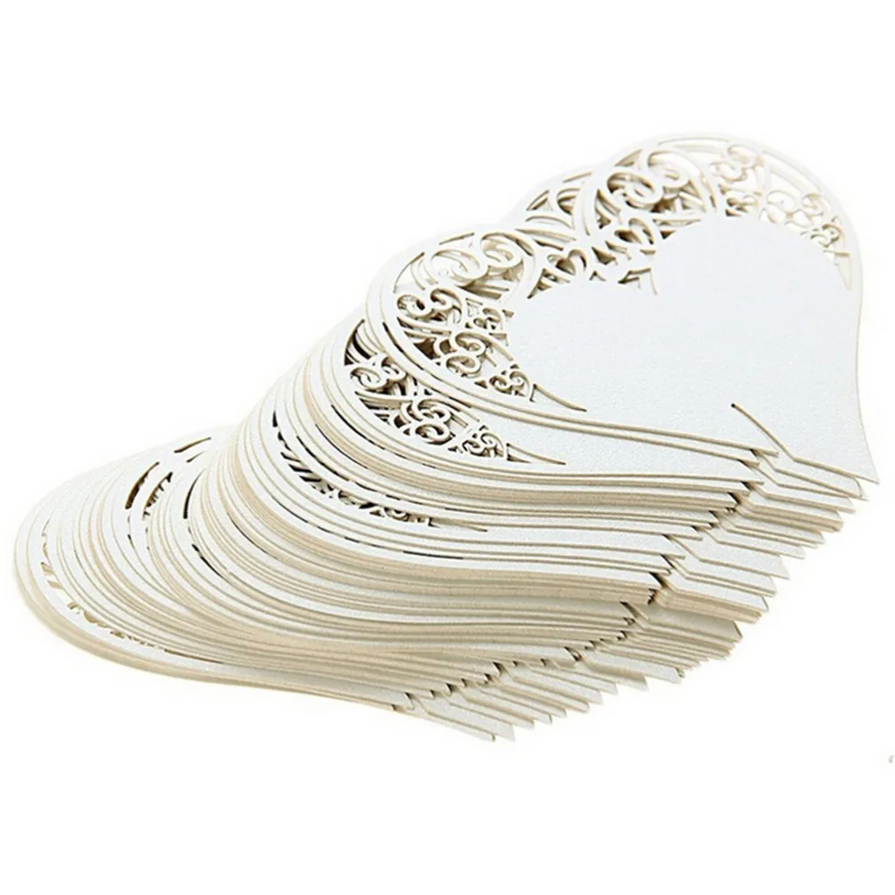 

Wedding Table Decoration Place Cards/Wedding Party Decoration Laser Cut Heart Floral Wine Glass Place Cards 50PCS