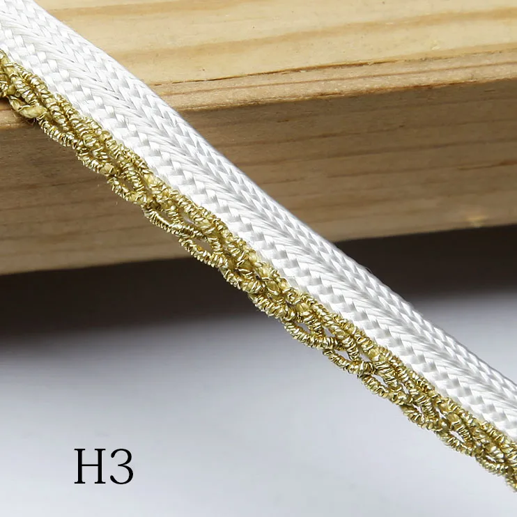 10 yards/lot White multi-style with gold wire braided ribbon rope gold edging flange trim accessories DN487