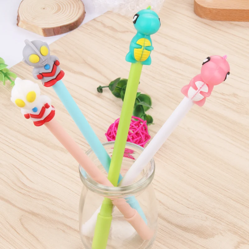 

6 pcs Cartoon gel pen Japanese Ultraman and Monster 0.5mm Black ink pens for writing Kids gift Office School supplies CB756