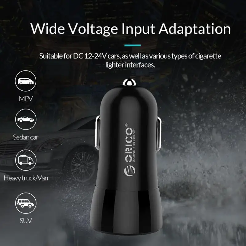  ORICO UPQ-2U 12W Mini USB Auto Ladegerät Dual USB Lade Ports Auto-Ladegerät für iphone 8 plus Samsu