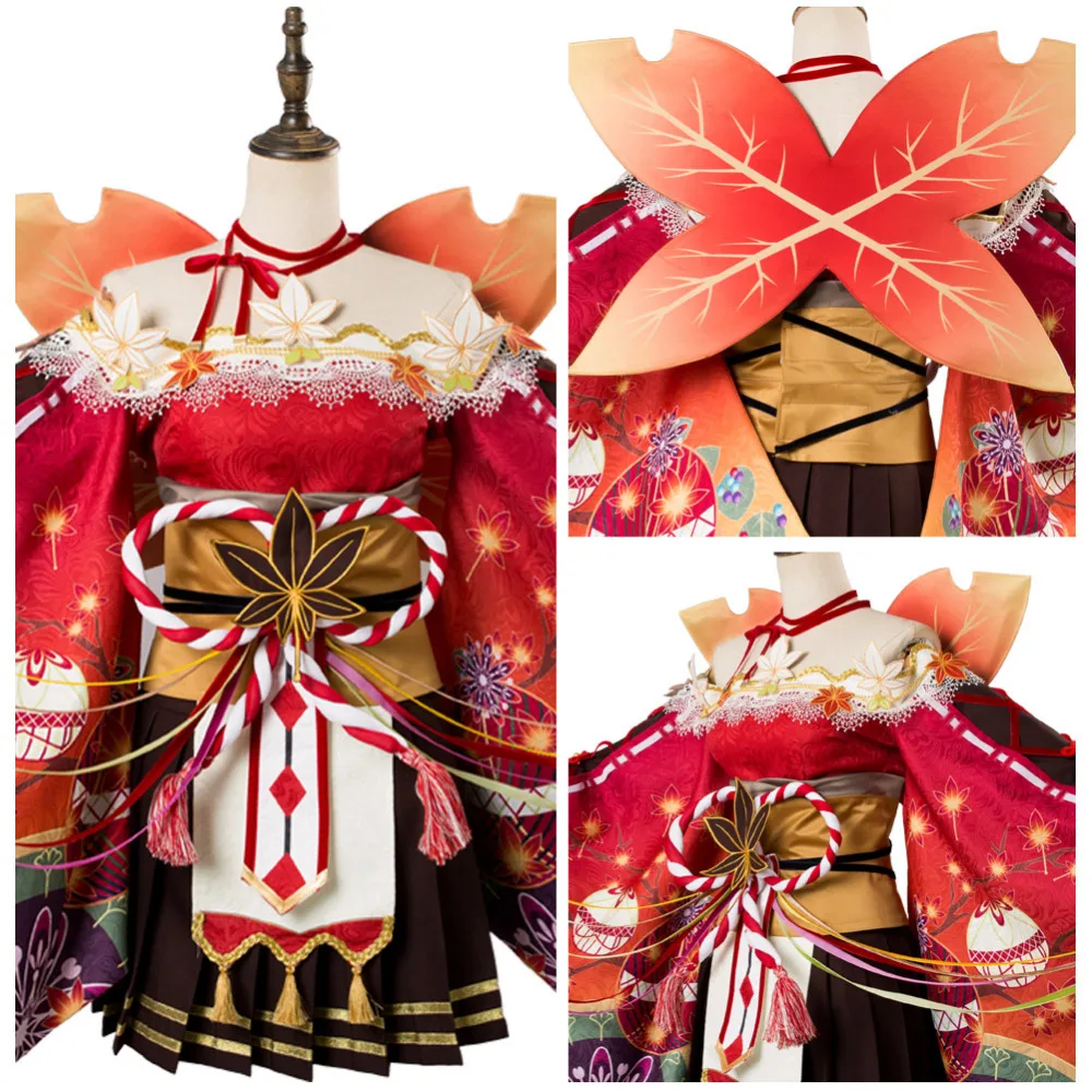Love Live! Aqours Мари охара с кленовыми листьями костюм для косплея кимоно карнавальные